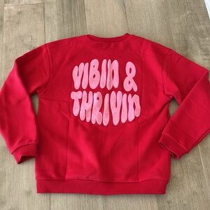 Red Cotton Sweater w/ Puff Letters / Y2K Sweater /Winter Sweater / Ready to Ship